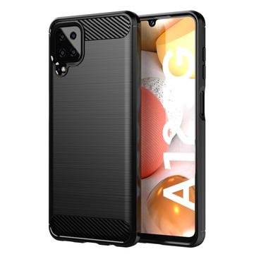 Coque Samsung Galaxy A12 en TPU Brossé - Fibre de Carbone