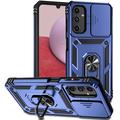 Coque Hybride Samsung Galaxy A14/A14 5G à Anneau Rotatif avec Protection pour Appareil Photo - Bleue