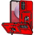 Coque Hybride Samsung Galaxy A14/A14 5G à Anneau Rotatif avec Protection pour Appareil Photo - Rouge