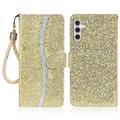 Étui portefeuille stylisé à paillettes pour Samsung Galaxy A16 - Or