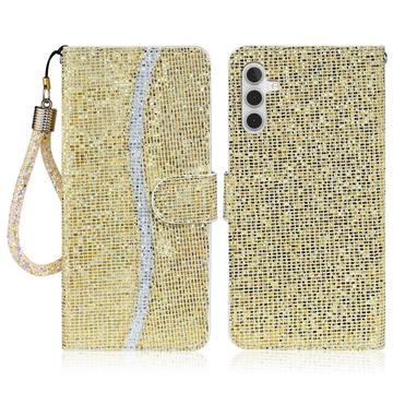 Étui portefeuille stylisé à paillettes pour Samsung Galaxy A16 - Or