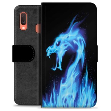 Étui Portefeuille Premium Samsung Galaxy A20e - Dragon Feu Bleu