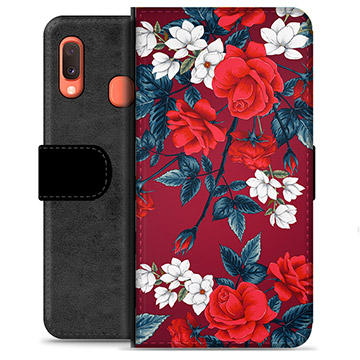 Étui Portefeuille Premium Samsung Galaxy A20e - Fleurs Vintage