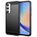 Coque Samsung Galaxy A35 en TPU Brossé - Fibre de Carbone - Noire