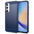 Coque Samsung Galaxy A35 en TPU Brossé - Fibre de Carbone - Bleue
