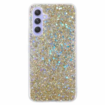 Coque Samsung Galaxy A35 en TPU Glitter Flakes - Doré