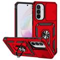 Coque Hybride Samsung Galaxy A36 à Anneau Rotatif avec Protection pour Appareil Photo - Rouge