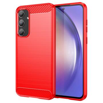 Coque Samsung Galaxy A55 en TPU Brossé - Fibre de Carbone - Rouge