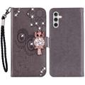 Etui Samsung Galaxy A55 Owl Rhinestone - Gris