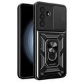 Coque Hybride Samsung Galaxy A56 à Anneau Rotatif avec Protection pour Appareil Photo - Noire