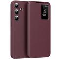 Étui à rabat Samsung Galaxy A56 Smart Clear View avec fente pour carte - Vin Rouge