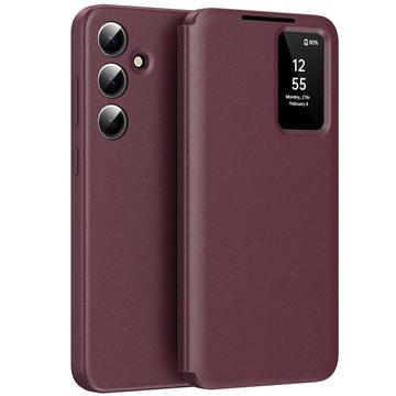 Étui à rabat Samsung Galaxy A56 Smart Clear View avec fente pour carte - Vin Rouge