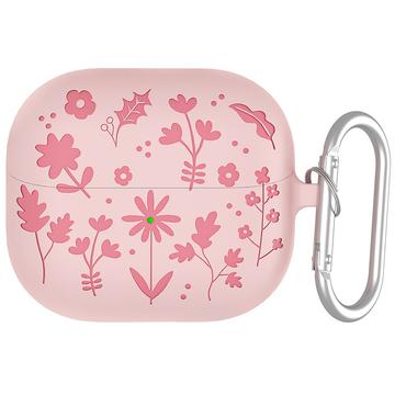 Étui en silicone liquide Samsung Galaxy Buds3/Buds3 Pro avec mousqueton - rose pâle