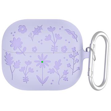 Étui en silicone liquide Samsung Galaxy Buds3/Buds3 Pro avec mousqueton - violet clair