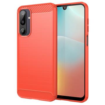Coque Samsung Galaxy M16 en TPU Brossé - Fibre de Carbone - Rouge