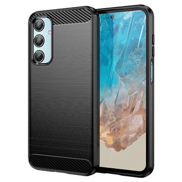 Coque Samsung Galaxy M35 en TPU Brossé - Fibre de Carbone - Noire