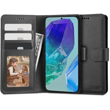 Étui Portefeuille Samsung Galaxy M55/F55/C55 avec Aimant et Support Tech-Protect - Noir