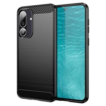Coque Samsung Galaxy M56/F56 en TPU Brossé - Fibre de Carbone - Noire