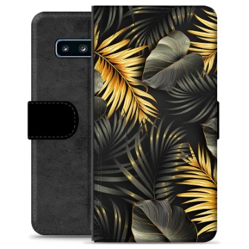 Étui Portefeuille Premium Samsung Galaxy S10+ - Feuilles Dorées