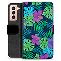 Étui Portefeuille Premium Samsung Galaxy S21 5G - Fleurs Tropicales