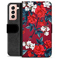 Étui Portefeuille Premium Samsung Galaxy S21 5G - Fleurs Vintage