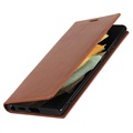 Étui Portefeuille Samsung Galaxy S22 Ultra 5G en Cuir avec Béquille - Marron
