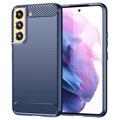 Coque Samsung Galaxy S23 5G en TPU Brossé - Fibre de Carbone - Bleu