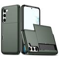 Coque Hybride Samsung Galaxy S23 5G avec Fente pour Carte Coulissante - Vert Armée