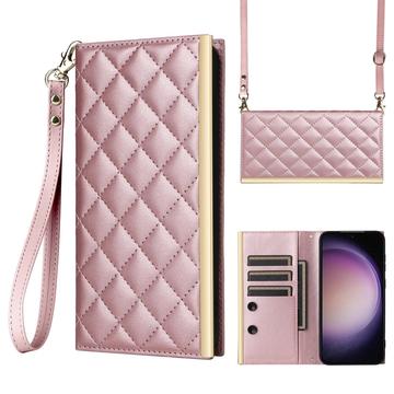 Étui Samsung Galaxy S23 portefeuille matelassé luxueux - Rose Doré
