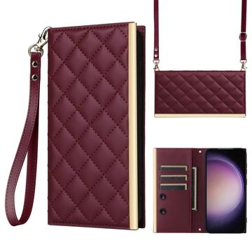 Étui Samsung Galaxy S23 portefeuille matelassé luxueux - Rouge vin