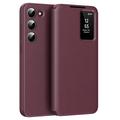 Étui à rabat Samsung Galaxy S23 Smart Clear View avec fente pour carte - Vin Rouge