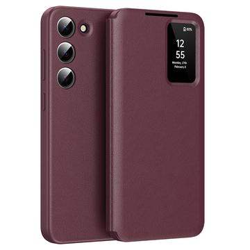 Étui à rabat Samsung Galaxy S23 Smart Clear View avec fente pour carte - Vin Rouge