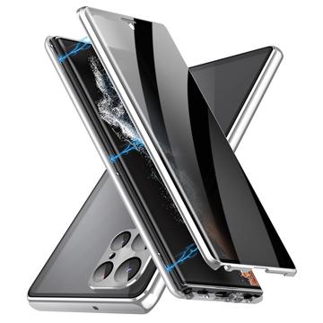 Coque Magnétique Samsung Galaxy S23 Ultra 5G avec Verre Trempé - Confidentialité (Emballage ouvert - Bulk) - Argenté