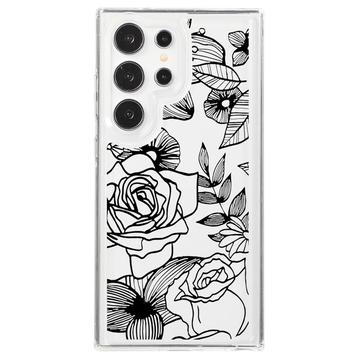Coque Samsung Galaxy S23 Ultra en TPU Fashion - Contour des roses