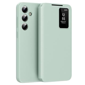 Étui à rabat Samsung Galaxy S24 FE Smart Clear View avec fente pour carte - Vert clair
