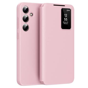 Étui à rabat Samsung Galaxy S24 FE Smart Clear View avec fente pour cartes - Rose