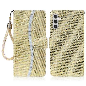 Étui portefeuille stylisé à paillettes pour Samsung Galaxy S24 FE - Or