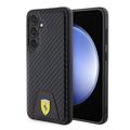 Coque Samsung Galaxy S24 Fond cousu en carbone Ferrari - Noire