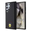 Coque Samsung Galaxy S24 Ultra Fond cousu en carbone Ferrari - Noire