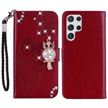 Etui Samsung Galaxy S24 Ultra Hibou Strass - Rouge