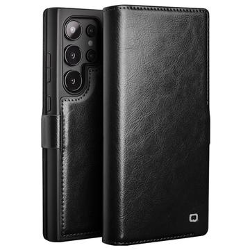 Etui Portefeuille Samsung Galaxy S24 Ultra en Cuir Qialino Classic - Noir