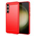 Coque Samsung Galaxy S24+ en TPU Brossé - Fibre de Carbone - Rouge