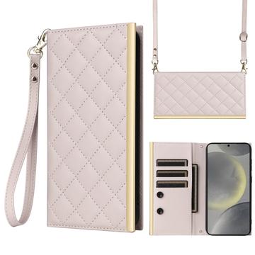 Étui Samsung Galaxy S24+ portefeuille matelassé luxueux - Beige