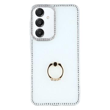 Coque Hybride Samsung Galaxy S25/S24 CrystalGlow avec support à anneau - Blanche