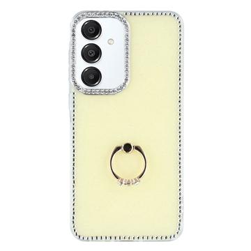 Coque Hybride Samsung Galaxy S25/S24 CrystalGlow avec support à anneau - Jaune