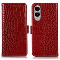 Étui Portefeuille Samsung Galaxy S25 Edge en Cuir avec RFID - Série Crocodile