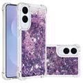 Coque Samsung Galaxy S25 Edge en TPU Glitter Quicksand - Cœurs violets