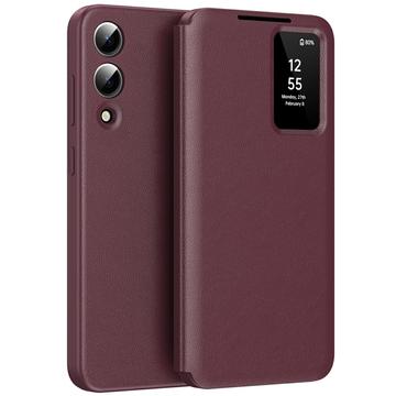 Étui à rabat Samsung Galaxy S25 Edge Smart Clear View avec fente pour carte - Vin Rouge
