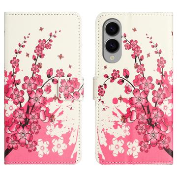 Étui Portefeuille Samsung Galaxy S25 Edge - Série Style - Fleurs Rose