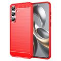 Coque Samsung Galaxy S25 FE en TPU Brossé - Fibre de Carbone - Rouge